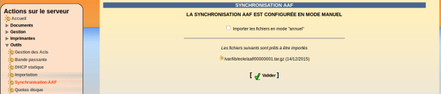 Importation des fichiers AAF synchronisés via l'EAD