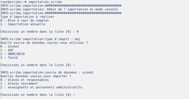 Importation en mode console
