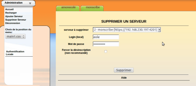 Suppression d'un serveur