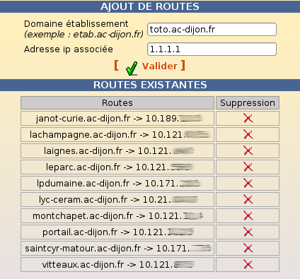 Gestion des routes Exim dans l'interface EAD