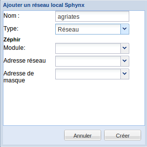 Création du modèle de réseau local net1