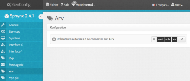 Gestion des utilisateurs autorisés à se connecter sur ARV