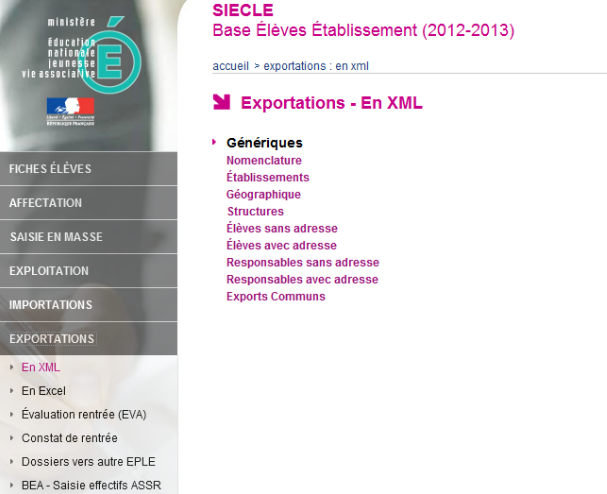 Les Exports XML Génériques