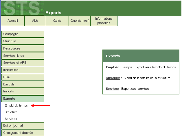 Les Exports dans STS