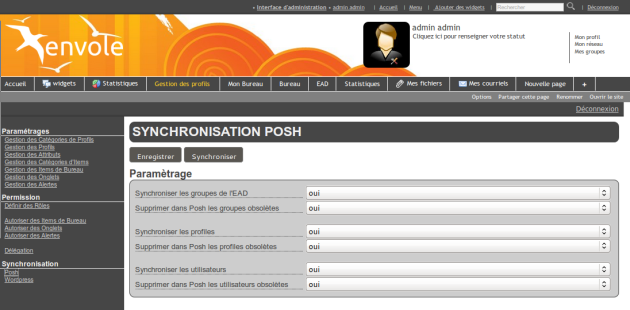 Vue dans d'ensemble de la synchronisation POSH