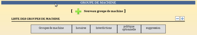 Interface de gestion de groupe de machine