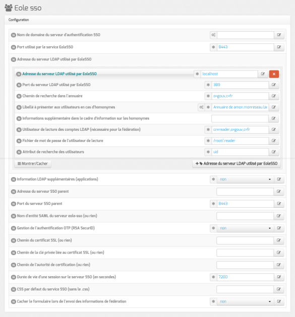 Configuration d'un serveur EoleSSO local