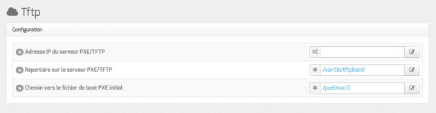 Vue de l'onglet Tftp