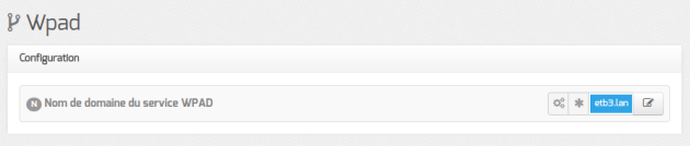 Vue de l'onglet Wpad dans l'interface de configuration du module