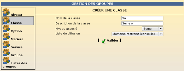 Création d'une classe dans l'EAD