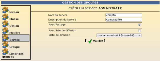 Création d'un service administratif dans l'EAD