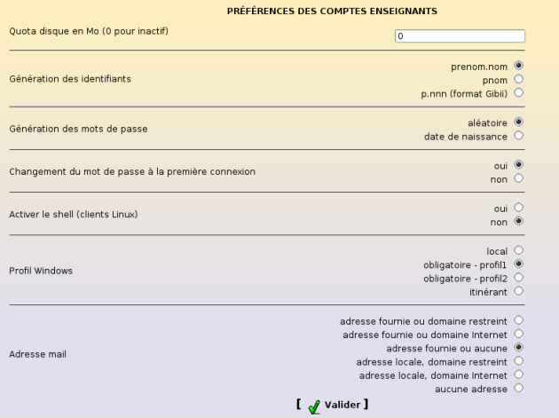 Préférences pour les enseignants