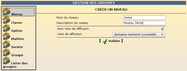 Création d'un niveau dans l'EAD