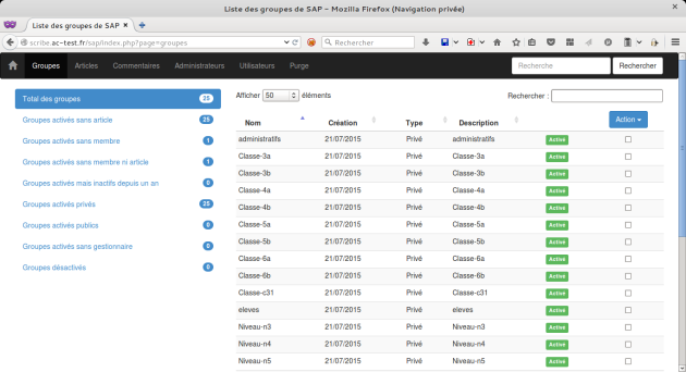 Vue de l'application SAP