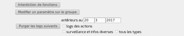 Liste des dernières actions envoyées au serveur