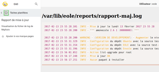  Rapport de mise à jour 