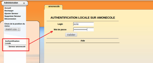 Formulaire d'authentification locale