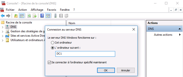 Indiquer sur quel serveur le DNS fonctionne