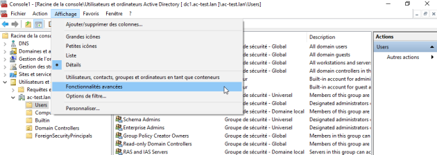 Accéder aux fonctionnalités avancées de la console