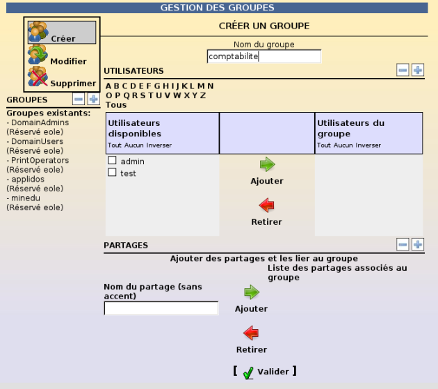 Création d'un groupe dans l'EAD