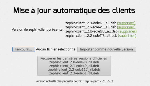 Mise à jour automatique des clients Zéphir