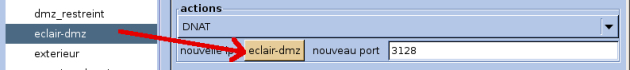 Glisser-déposer de l'extrémité de redirection