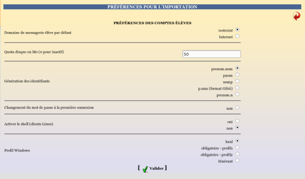 Préférences pour les élèves