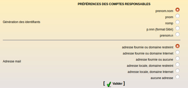 Préférences pour les responsables légaux