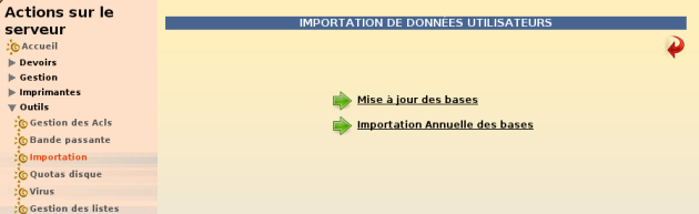 Choix du type d'importation