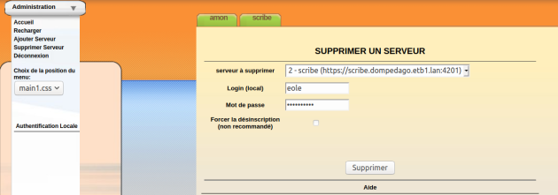 Suppression d'un serveur