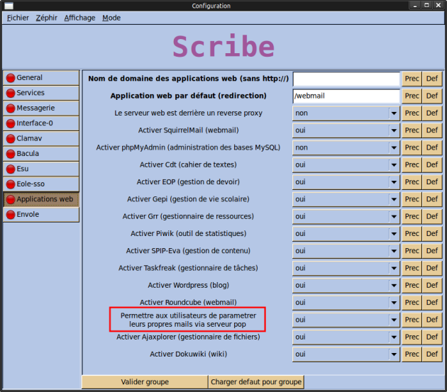 Activation du greffon "pop3fetcher" dans l'interface de configuration du module