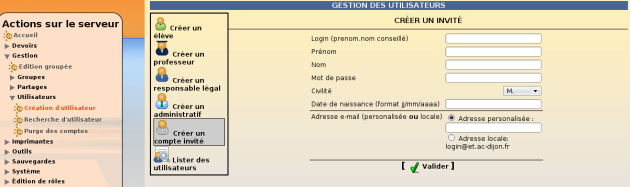 Création d'un compte invité dans l'EAD