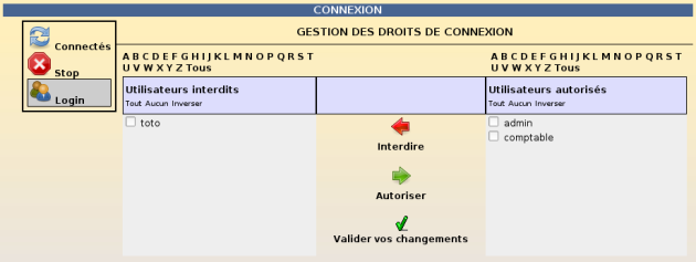 Activation/Désactivation des comptes