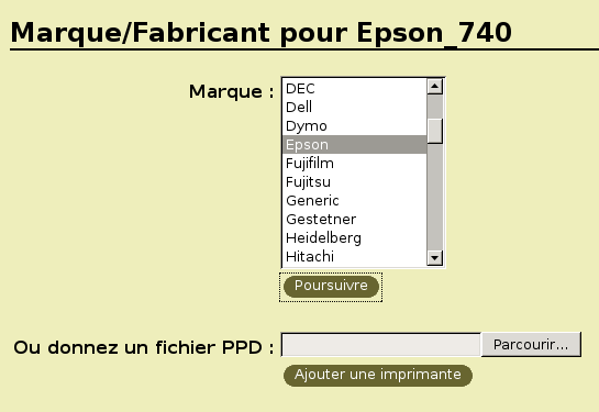 Marque/Fabriquant de la nouvelle imprimante CUPS