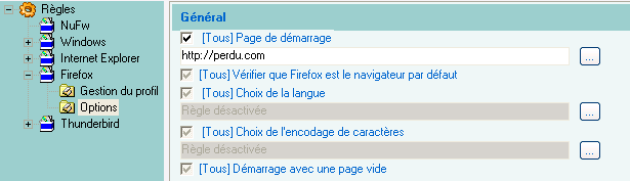 Configuration ESU des options Firefox