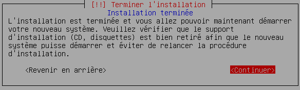 Fin de l'installation