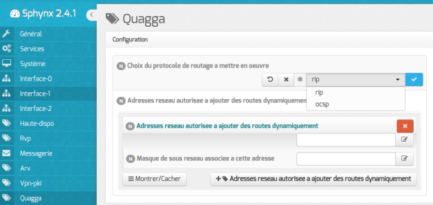 Onglet Quagga