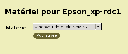 Matériel pour une imprimante CUPS partagé sous Windows