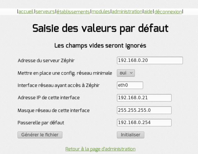 Génération de fichiers de configuration pour clé USB